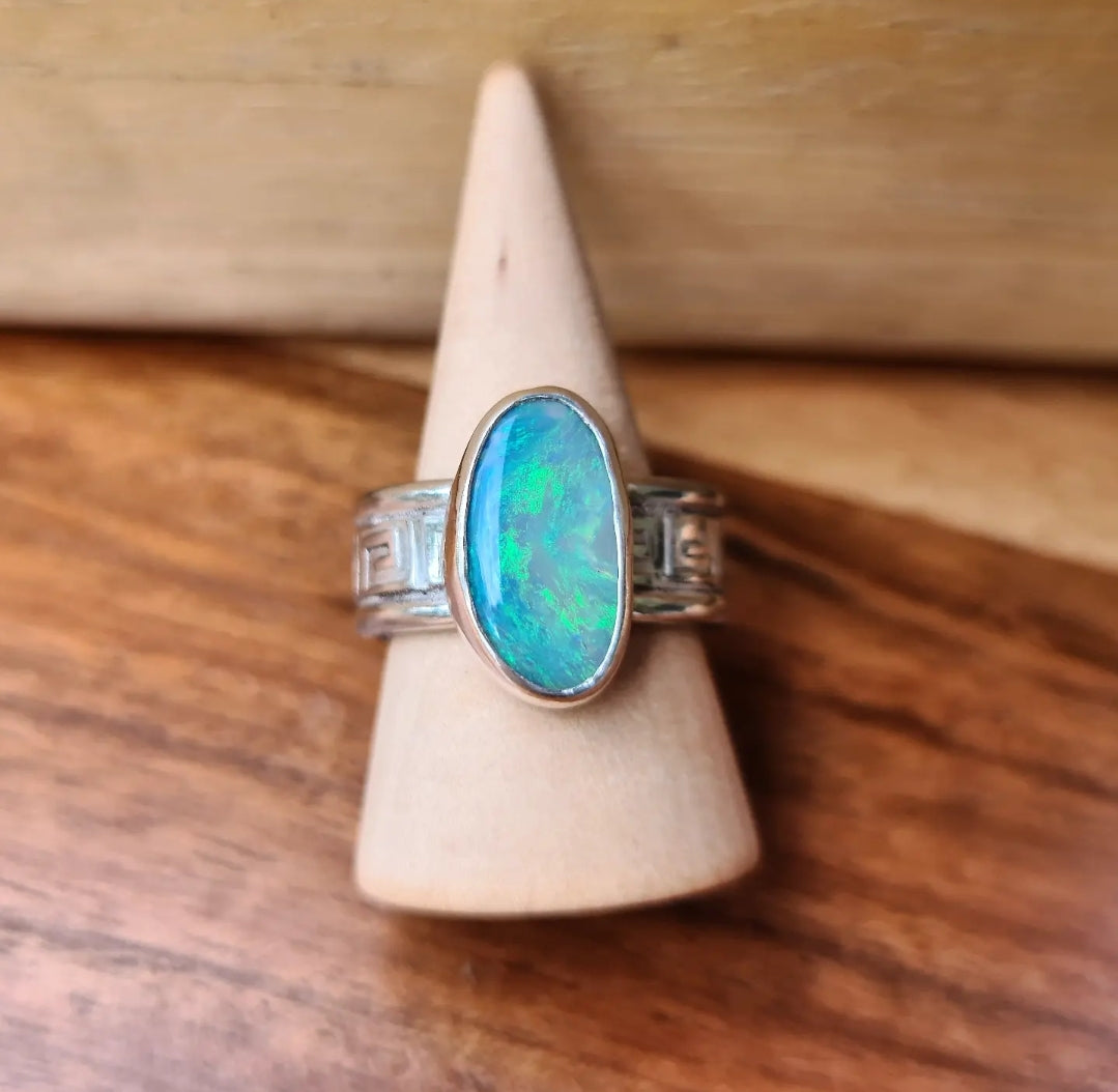 Semi Black Opal Ring (8.5)