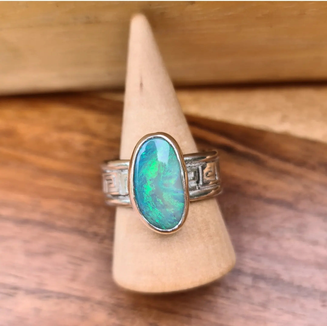 Semi Black Opal Ring (8.5)