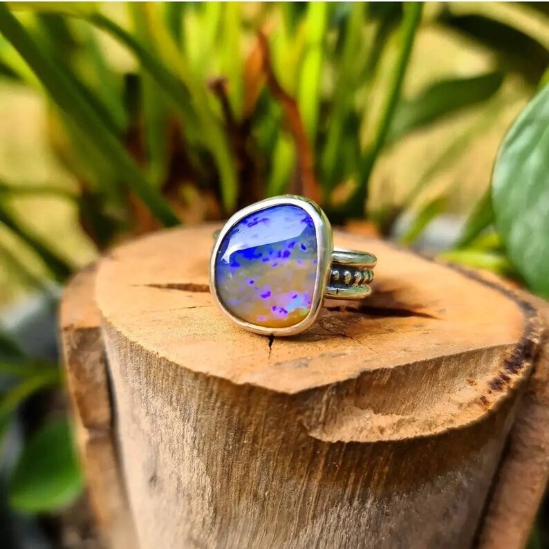 Dark Sky Horizon Opal Ring (7 3/4)