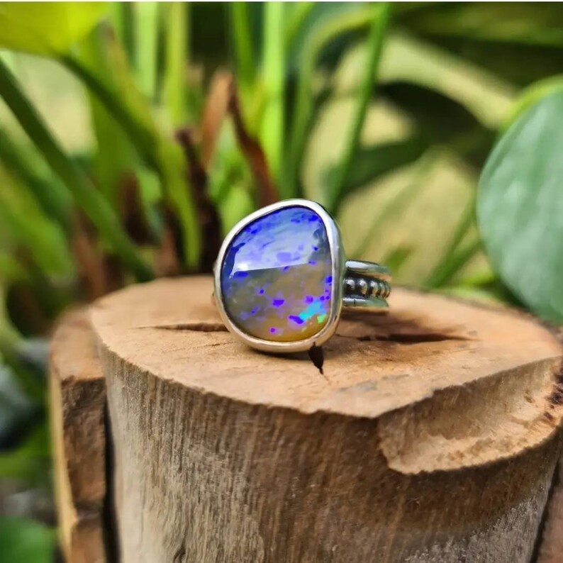 Dark Sky Horizon Opal Ring (7 3/4)