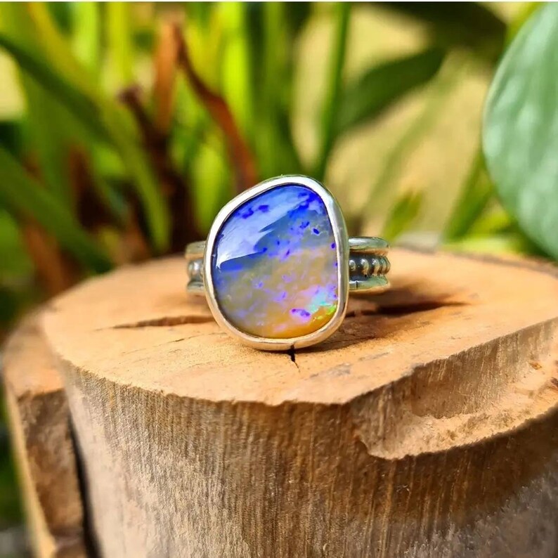 Dark Sky Horizon Opal Ring (7 3/4)