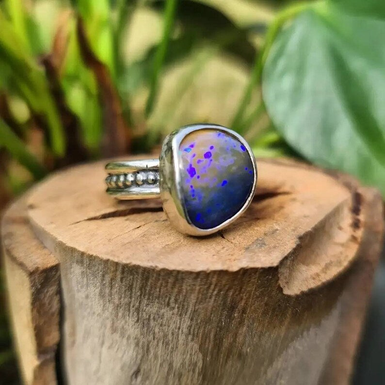 Dark Sky Horizon Opal Ring (7 3/4)